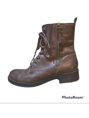 GEOX chocolate brown combat boots. *zippered lace up.